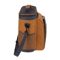 Sac isotherme promotionnel en polyester 600D pour deux bouteilles avec ensemble de couverts, poignée de transport, bandoulière et poche avant