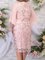 Robe Femme Grande Taille Col Rond Mi-Longue Ample M-5XL, Robe de Soirée Élégante et Sexy en Dentelle et Tulle pour Femme, Vêtement d'Été et d'Automne