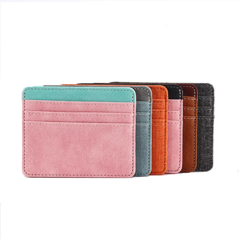 Mixed Color PU Leather Credit Cards Holder Wallet Slim 4 Slots Pocket Purse Can Custom Logo Make Your Designs