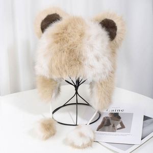 Nouveauté hiver, bonnet en fourrure pour femme, couleur unie, mignon, pompon, protège-oreilles, bonnet pour temps froid, bonnets en fourrure d'hiver - Product Image 4