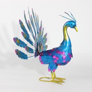 Antique-style Iron <b>Peacock</b> Statue New Metal Decorative Outdoor Garden <b>Ornament</b> Die Cut & Painted Custom Logo PIN - Product Image 2