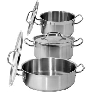 Juego de Utensilios de Cocina Antiadherentes de Acero Inoxidable con Fondo Clad e Inducción, Certificados por la NSF, para Restaurantes - Product Image 4
