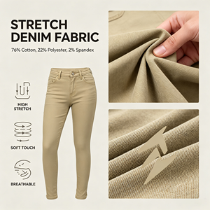 Jeggings taille haute pour <span class=keywords><strong>femme</strong></span>, coupe skinny, en denim extensible <span class=keywords><strong>kaki</strong></span>, coupe ajustée, vente en gros usine 95 Chars - Product Image 6