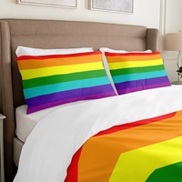 Ensemble de literie trois pièces en coton 100% imprimé arc-en-ciel (motif à sept rayures) pour la chambre d'appartement, le repos et la décoration de la maison
