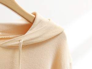 Suéter con Capucha de Punto Personalizado, Bloques de Color, Nailon/Algodón, Antiarrugas, Lujoso, para Mujer, Estilo Americano, Otoño Invierno, Nuevo Conjunto de Dos Piezas - Product Image 5