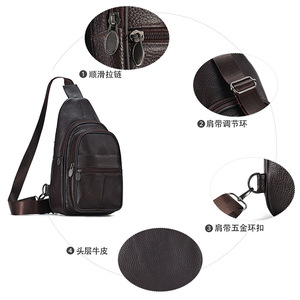 Sac de poitrine en cuir véritable Dujiang pour homme, grande capacité, sac bandoulière, style rétro pour le cyclisme en plein air - Product Image 3