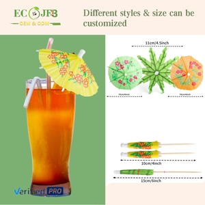 ECO JFB 2025 OEM 10CM usa e getta Cocktail ombrello stuzzicadenti 100 pz Mix colori ombrello in legno stuzzicadenti - Product Image 3