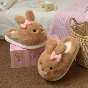 XIXITIAO Pantuflas de Conejo de Orejas Largas con Lazo para Mujer, Pantuflas de Casa de Felpa Cálidas para Invierno, Antideslizantes y Acogedoras para Interiores - Product Image 2