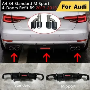สำหรับชุดแต่ง M Sport 4 ประตู รุ่น B9 ปี 2017 2018 2019 สปอยเลอร์กันชนหลังแบบดิฟฟิวเซอร์ พร้อมปลายท่อไอเสีย - Product Image 1