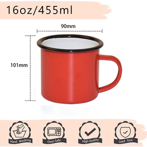 Tazas de Café y Té de Metal Esmaltado con Borde Enrollado, Reutilizables, con Logotipo Personalizado, para Camping, Sublimación, con Asa, Venta al Por Mayor - Product Image 2