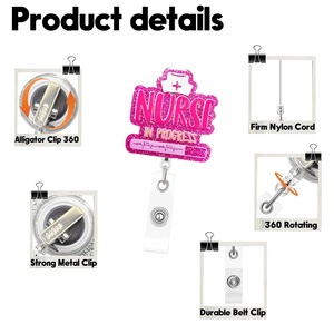 Vente en gros usine de badges d'infirmière, de rouleaux de cartes, de boucles à dégagement rapide et de porte-cartes horizontaux NURSE à paillettes, de la gamme médicale et infirmière. - Product Image 4