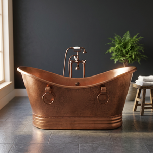 Baignoire autoportante en cuivre artisanale CH-799 de Indian Home Crafts, baignoire ovale sans couvercle pour salles de bain à domicile et hôtels - Product Image 1