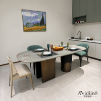 Table à manger en marbre italien de luxe, pierre naturelle, meubles de salle à manger personnalisables