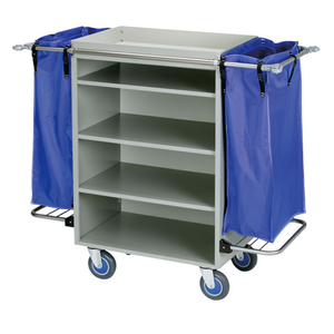 Carrello Multiuso a 4 Ripiani 1100mm Beige con Sacchi Blu per Stoccaggio Lavanderia - Product Image 2