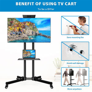 Supports de <span class=keywords><strong>télévision</strong></span> en métal de haute qualité Chariot de <span class=keywords><strong>télévision</strong></span> mobile 32-70 pouces LCD LED Support d'écran 4K pouvant contenir jusqu'à <span class=keywords><strong>120</strong></span> lb Support de sol TV avec étagère - Product Image 6