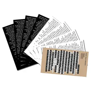 8 folhas de palavra inspirativa preto e branco, conjunto diy de diário, scrapbooking, etiquetas adesivas