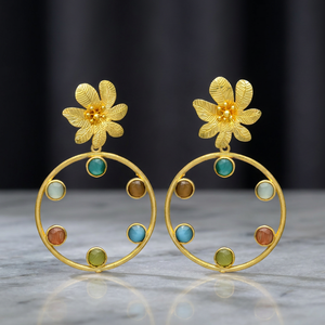 NOUVELLE ARRIVÉE Boucles d'oreilles pendantes géométriques plaquées or 18 carats pour filles et femmes, longueur 50 mm - Product Image 2