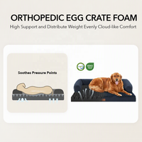 Coussin orthopédique pour chien avec appui-tête surélevé, soutien du cou, mousse alvéolée, imperméable, antidérapant, lavable, en peluche