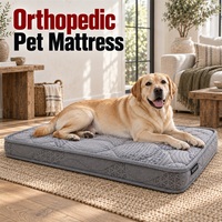Matelas orthopédique pour chien avec noyau en fibre de coco naturelle et hauteur totale de 11 cm en tissu gris texturé imprimé