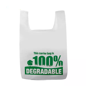Sacs de courses en T-shirt biodégradables et compostables en PLA personnalisés en gros pour supermarchés et magasins - Product Image 1