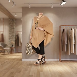 Girls Adult Casual Medium Cashmere Poncho Knitted Shawl with Customized Color & Custom Size Spring/Autumn/Winter - Product Image 3