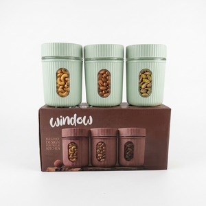 Window 3 Pack 750ml <b>Kitchen</b> Food <b>Storage</b> <b>Containers</b> BPA Free Plastic Canisters <b>kitchen</b> <b>storage</b> <b>containers</b> plastic boxes - Product Image 1