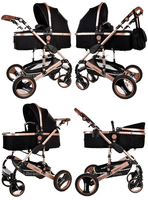 Chariot de luxe en plastique pliable pour poussette de nouveau-né 3 en 1 avec système de voyage pour landau en lin