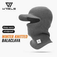 WRELS Masque facial tricoté d'hiver, cagoule, bonnet coupe-vent avec protection des oreilles, bonnet thermique à visière bec de canard