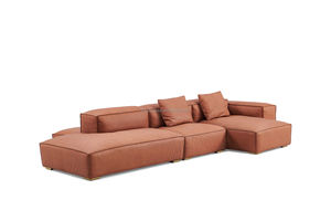 ชุดโซฟาแบบแยกส่วนสไตล์อิตาเลียนมินิมอลแบบกลับด้านได้, ไม้สนและเครื่องหนังนำเข้า, คฤหาสน์, โซฟาบล็อคเต้าหู้ในห้องนั่งเล่น - Product Image 2