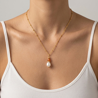 Colliers pendentifs DIY étanches, anti-ternissement, en acier inoxydable 316L plaqué or 18 carats, avec perles d'eau douce et chaîne satellite, idéal pour un cadeau