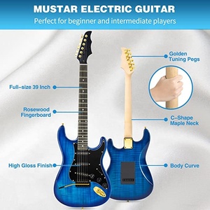 Kit <span class=keywords><strong>Chitarra</strong></span> <span class=keywords><strong>Elettrica</strong></span> OEM HUASHENG Trendy da 39 Pollici Lucida, <span class=keywords><strong>Chitarra</strong></span> <span class=keywords><strong>Elettrica</strong></span> <span class=keywords><strong>per</strong></span> <span class=keywords><strong>Principianti</strong></span> Misura Standard con Amplificatore da 25 Watt BLU ONDULATO - Product Image 4