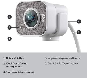 ราคาขายส่งแท้ 100% มีสินค้าในสต็อก Logitech StreamCam กล้องเว็บแคมสำหรับไลฟ์สด ความละเอียด Full 1080p HD 60fps สำหรับ YouTube เล่นเกมส์ และการเรียน - Product Image 4
