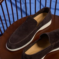 Mocassins d'hiver pour hommes, style italien rétro, en cuir véritable tissé à la main, semelle en caoutchouc antidérapante, chaussures plates