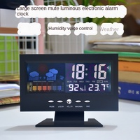 Calendrier perpétuel, horloge à écran couleur, affichage de la température et de l'humidité, prévisions météorologiques, rétroéclairage LCD, réveil, horloge à grand écran