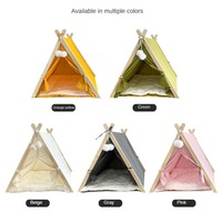 Tente tipi en bois légère et portable pour animaux de compagnie, classique, solide, facile à nettoyer, avec housse amovible, emballée en carton, lit de couchage pour animaux de compagnie