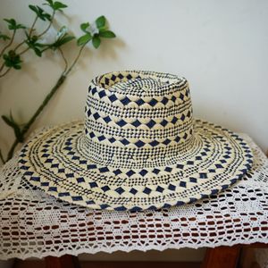 A062701 Nouveau Chapeau de Soleil en Paille à Motif pour les Vacances Bleu+Beige Chapeau <span class=keywords><strong>Jazz</strong></span> Polyvalent d'Été - Product Image 5