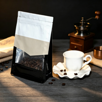 Sachet d'emballage de café à huit soudures latérales en feuille d'aluminium, sachet en plastique à fond plat, pochette à café avec valve, sachet de café refermable