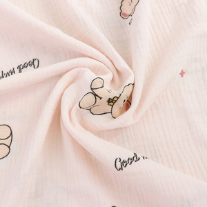 100% hữu cơ combed cotton in ấn Vải đôi nhăn Muslin cho quần áo trẻ em bong bóng dệt mục tiêu cho trẻ em trai và trẻ em gái - Product Image 3