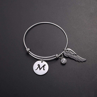 Vente chaude En acier Inoxydable Réglable 26 Lettre Initiale Bracelet Bracelets pour Les Femmes Fille