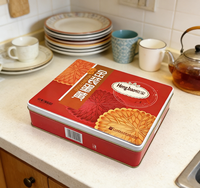 Rectangle rouge attrayant et durable mi automne cadeau boîte en fer blanc JH lune gâteau Biscuit biscuits boîtes en métal