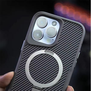 Nueva Funda para Teléfono con Textura de Fibra de Carbono para iPhone 15 16 Pro Max, Armadura, Soporte <span class=keywords><strong>Invisible</strong></span>, Magnética, Antigolpes, Carcasa Rígida - Product Image 4