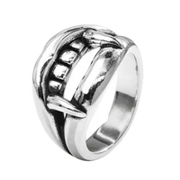 Bague d'index pour homme en argent S925, style rétro, motif dent de vampire, modèle Two Thousand and One, 8,61g