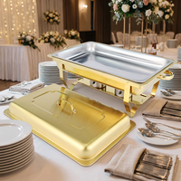 Hochwertiges 9L Edelstahl Chafing Dish Buffet-Set mit Brennstoffbehälter, goldener, bodenstehender Speisenwärmer für Restaurant- und Hotelservice