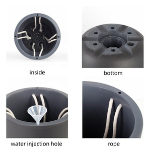 Huajin 13 Inch Sang Trọng Trang Trí Nhự<span class=keywords><strong>a</strong></span> Tự Tưới Nước Trồng Vườn Màu Grey Matt Lưu Trữ Cây Tú Cầu 33Cm Tự Tưới Nước - Product Image 5