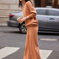Pull amincissant d'hiver, pantalon large, ensemble deux pièces en tricot torsadé