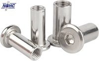 Écrou à manchon métrique M6 en acier inoxydable et acier au carbone, diamètre de la bride 6 mm, longueur totale 25 mm, sécurité Torx