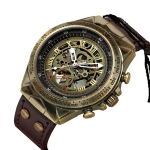Reloj Mecánico Automático de Moda para Hombre, de Cuero, Cómodo, con Doble Esfera Hueca y Puntero Luminoso - Product Image 2