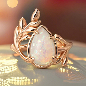 Anello a goccia barocco con foglie e rami per donna, stile palazzo, accessorio gioiello per tutti i giorni e feste - Product Image 2