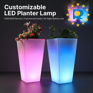 Vaso per Fiori LED Moderno ed Ecologico in Plastica PE, Quadrato, 16 Colori, per Uso Interno ed Esterno, <span class=keywords><strong>Giardino</strong></span>, Camera <span class=keywords><strong>da</strong></span> Letto, Scrivania - Product Image 1