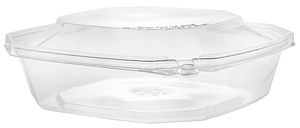 Caja de plástico con bisagras reciclable desechable transparente de 48oz, diseño apilable, función antivaho para uso en supermercado, embalaje de pan y ensalada - Product Image 4